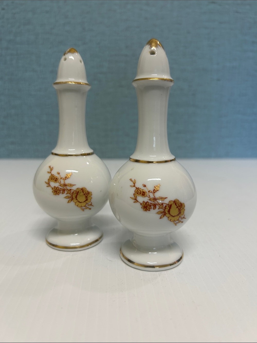 Vintage Royal Kendall Fine China Gold Floral Salt & Pepper Shakers